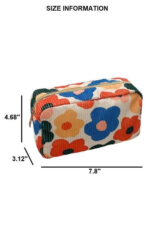 Patterned Travel Makeup Bag – Zipper Cosmetic Pouch in Floral & Paw Prints