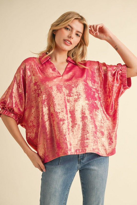 Metallic Dolman Sleeve Top