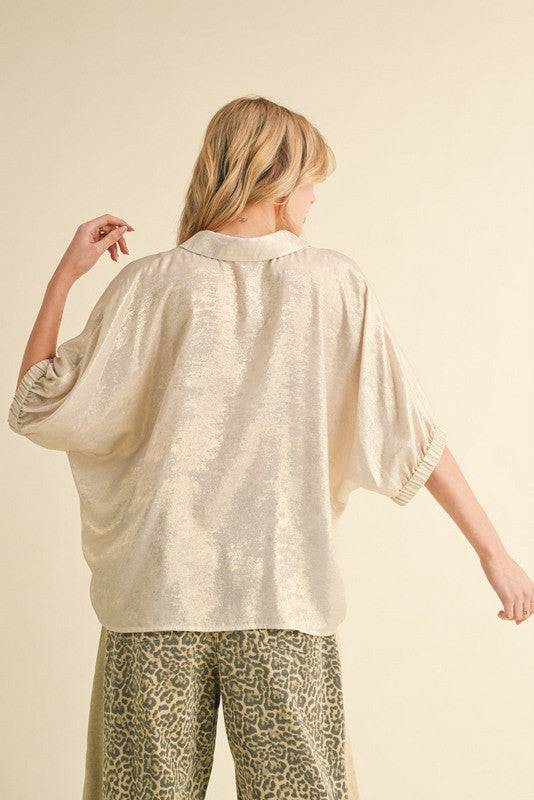 Metallic Dolman Sleeve Top