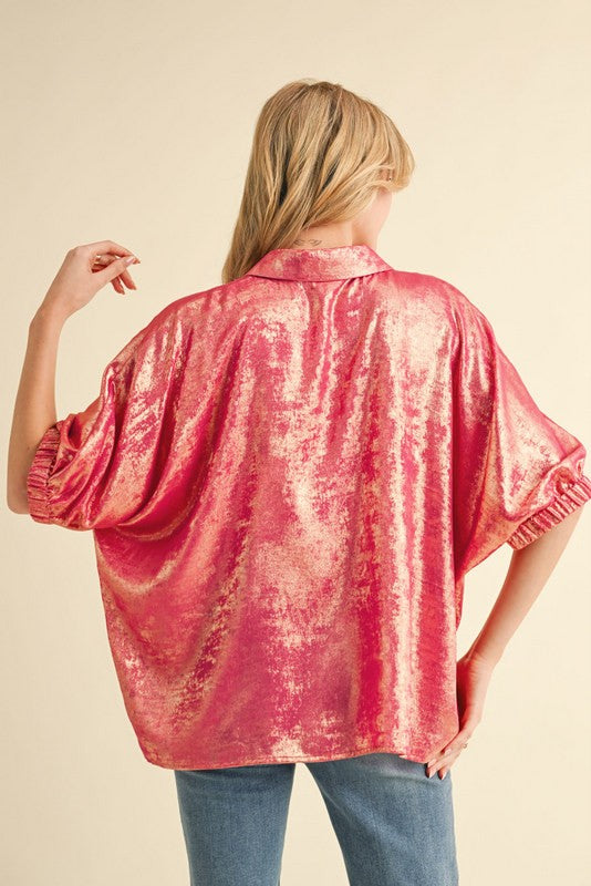 Metallic Dolman Sleeve Top