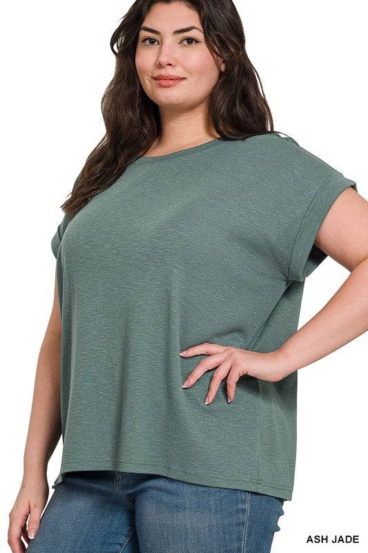 Cotton Modal Slub Rolled Sleeve Tee