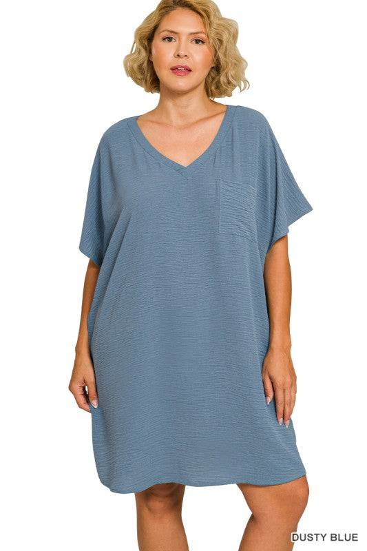 Woven Airflow T-Shirt Dress with Pockets