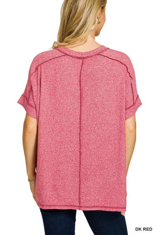 Soft Melange Hacci Hi-Low Short Sleeve Tee