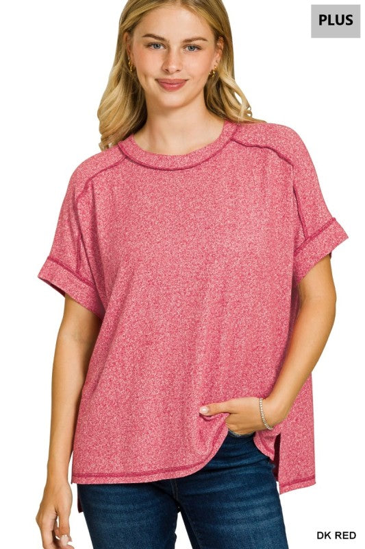 Soft Melange Hacci Hi-Low Short Sleeve Tee