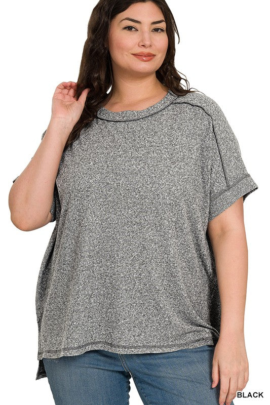 Soft Melange Hacci Hi-Low Short Sleeve Tee