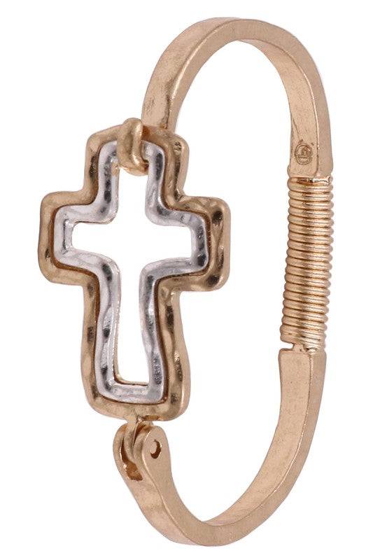 Hammered Cross Cuff Bracelet for Modern Style