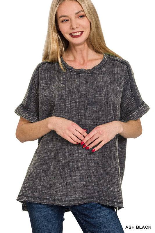 Acid Washed Double Gauze Round-neck Tee