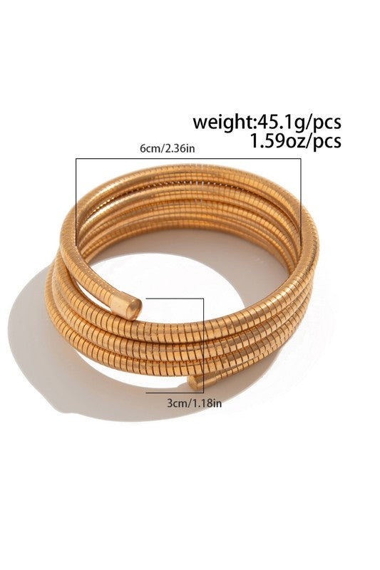 Gold Stretch Metal Bracelet – Layered Slip-On Design