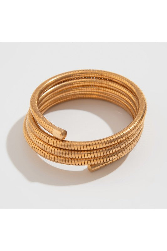 Gold Stretch Metal Bracelet – Layered Slip-On Design
