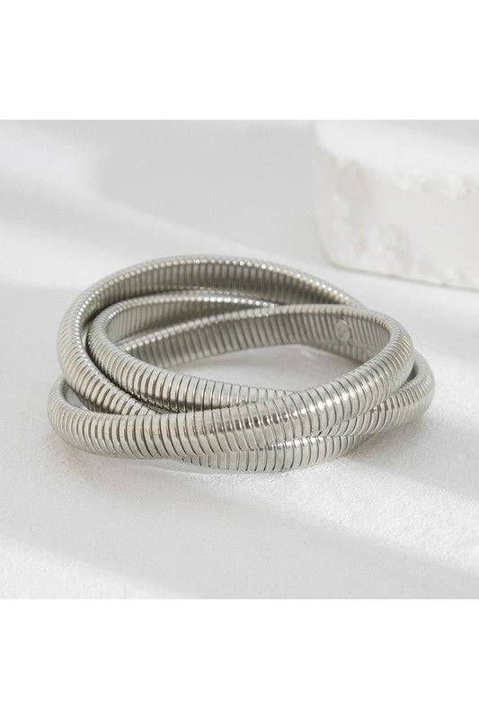 Triple Layer Stretch Metal Bracelet