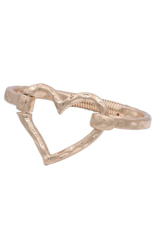 Hammered Heart Cuff Bracelet for Stylish Stacking