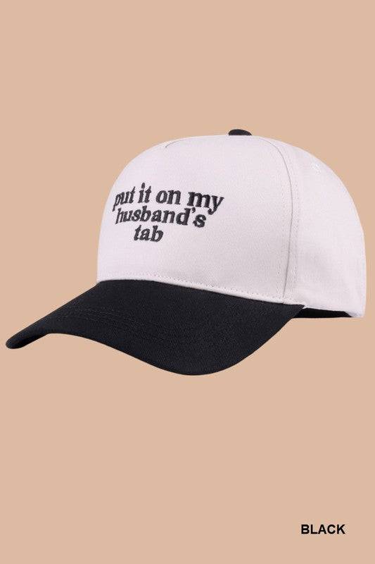 Put It On My Husband’s Tab Two-Tone Canvas Cotton Cap