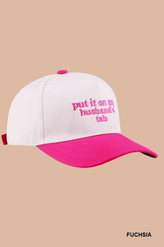 Put It On My Husband’s Tab Two-Tone Canvas Cotton Cap