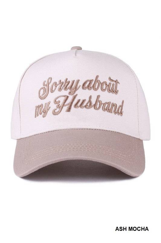 Sorry About My Husband Hat – Two-Tone Canvas Cotton Adjustable Cap