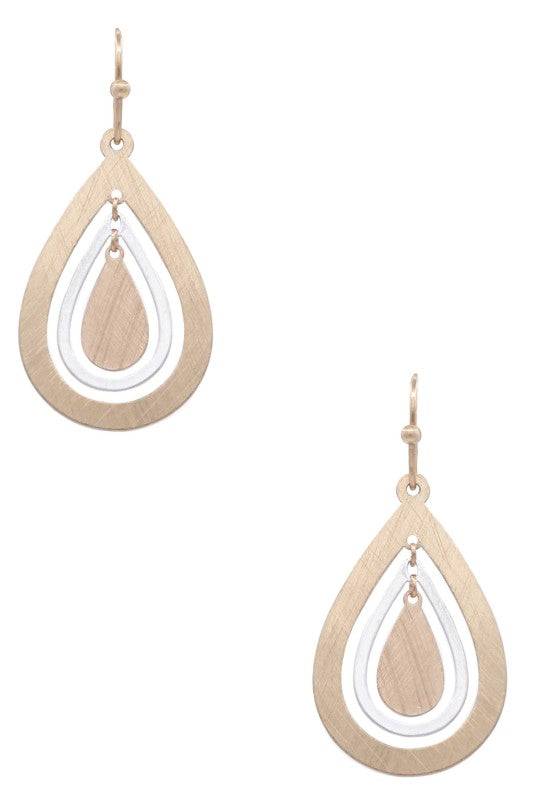 Brass Cutout Teardrop Dangle Earrings