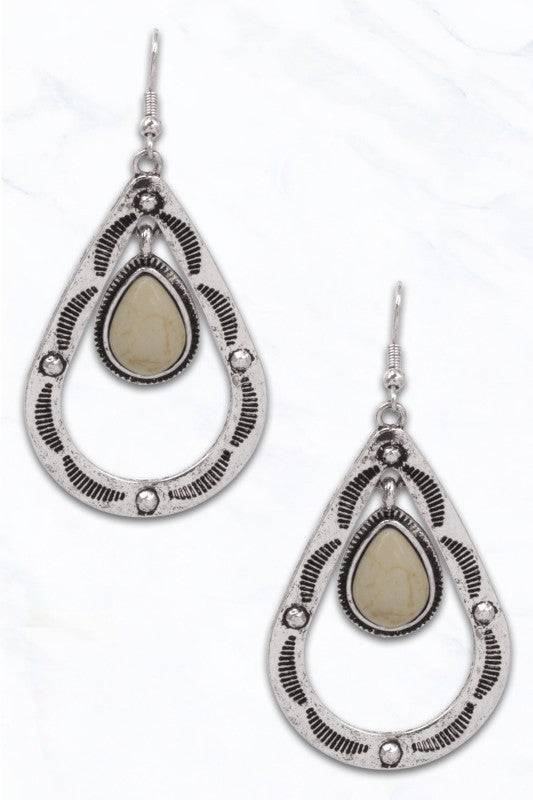 Western Teardrop Dangle Earrings - Rustic Style