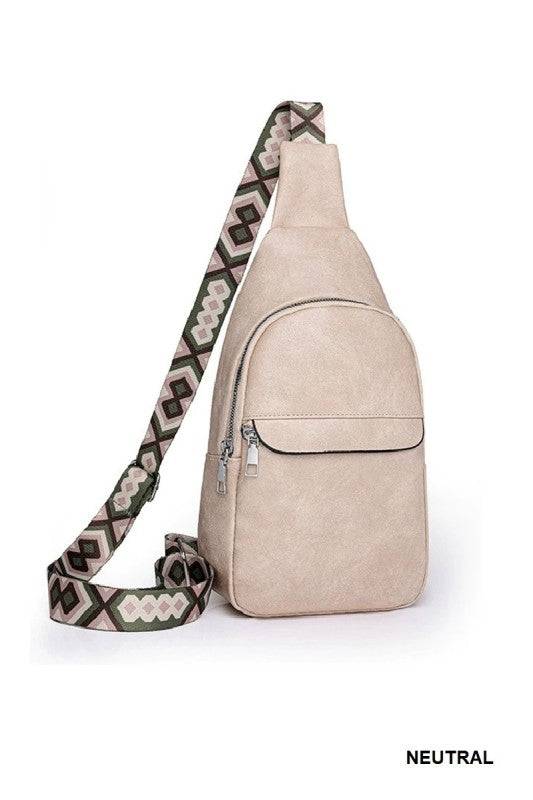 Guitar Strap Crossbody Sling Bag – Vegan Leather Chest Bag with Adjustable Strap