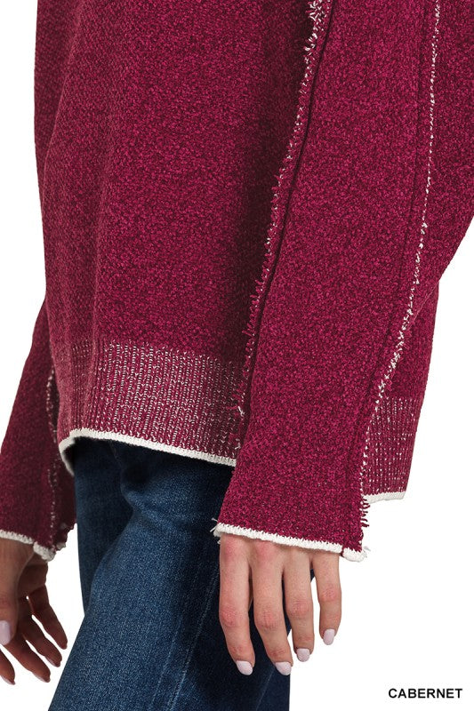 Exposed Seam Round Neck Sweater