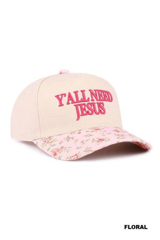 Y’all Need Jesus Two-Tone Canvas Cap - Stylish Headwear