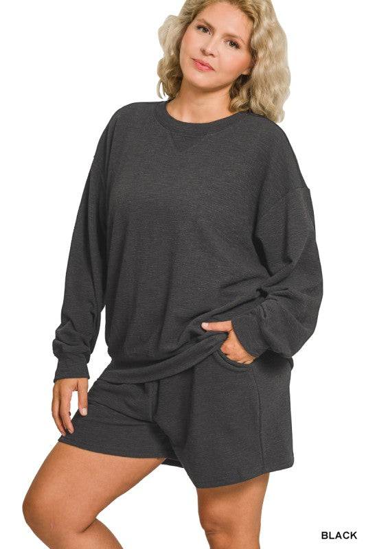 Slub Pullover and Shorts Set for Comfy Style