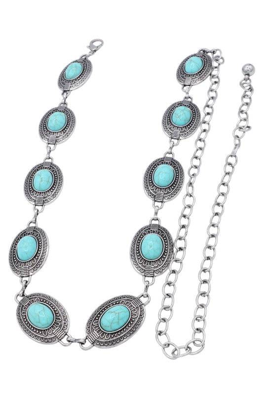 Western Concho Chain Belt with Etched Diamonds