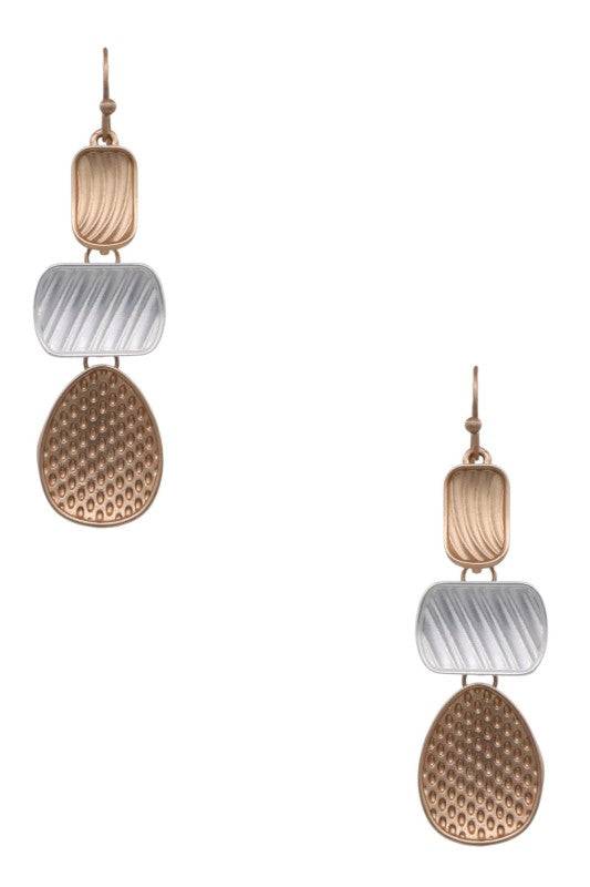 Trio Textured Drop Earrings for Modern Style