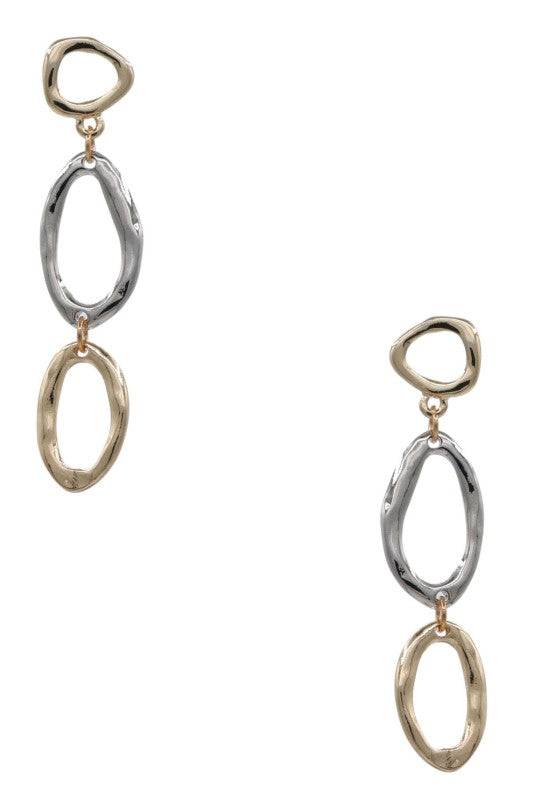 Triple Oval Linked Dangle Earrings for Modern Style