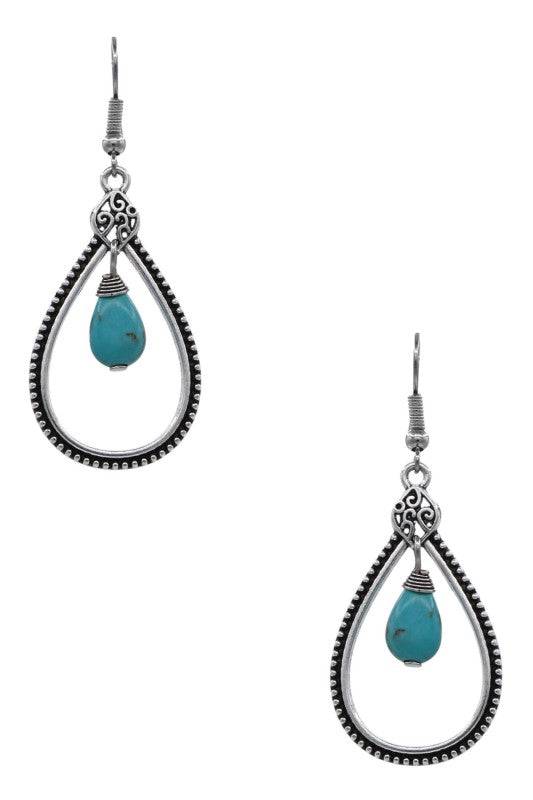 Western Textured Metal Teardrop Earrings