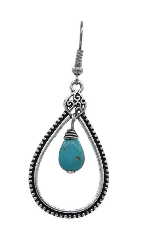 Western Textured Metal Teardrop Earrings