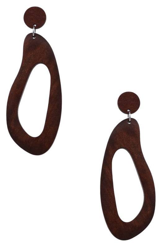 Wood Organic Shape Dangle Earrings for Bold Look