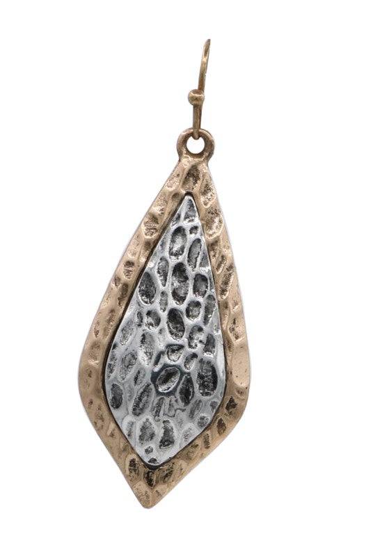 Two-Tone Hammered Teardrop Earrings for Modern Style