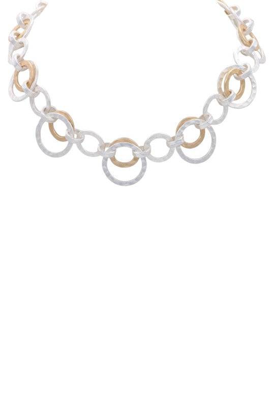 Mixed Metal Chain Necklace - Gold & Silver Links