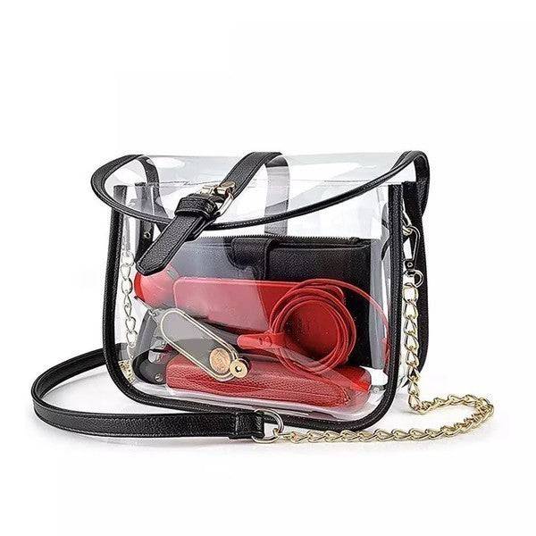Cute Clear Stadium Crossbody Bag – Large Transparent Purse