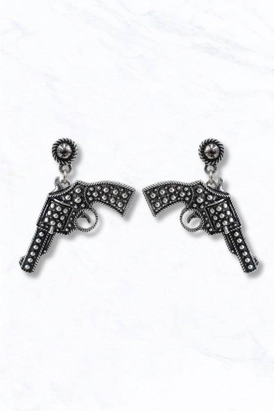 Silver Revolver Earrings for Western Fashion
