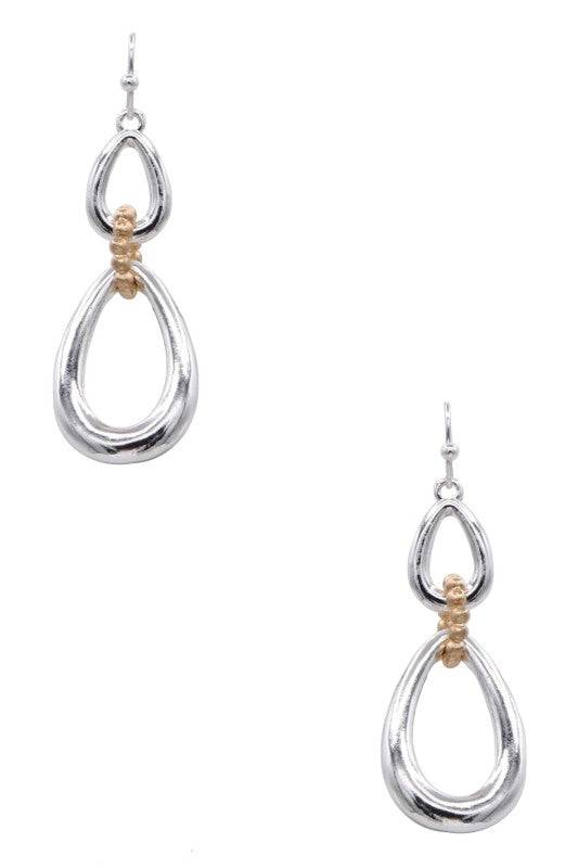 Two-Tone Double Teardrop Dangle Earrings