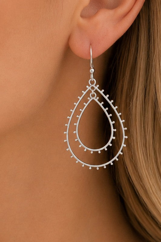 Open Frame Teardrop Dangle Earrings