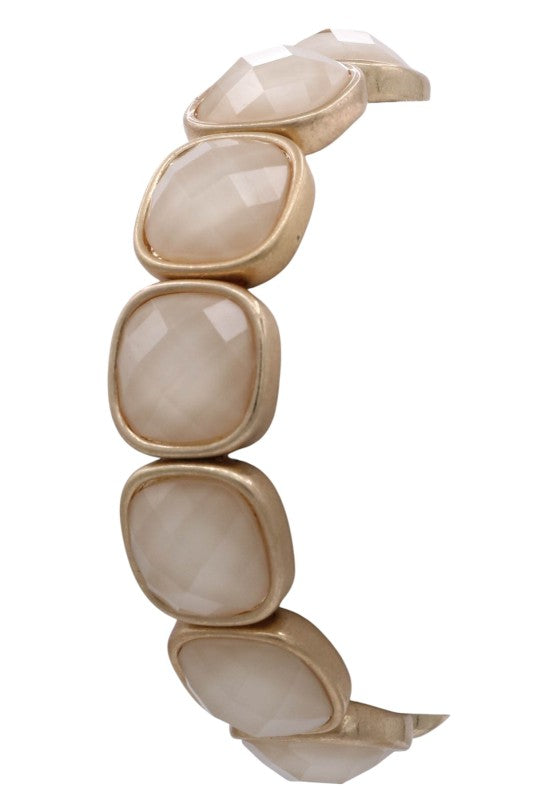 Metal & Acrylic Square Jewel Stretch Bracelet
