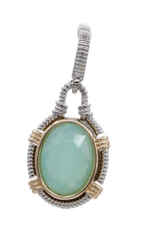 Two-Tone Oval Gemstone Drop Earrings