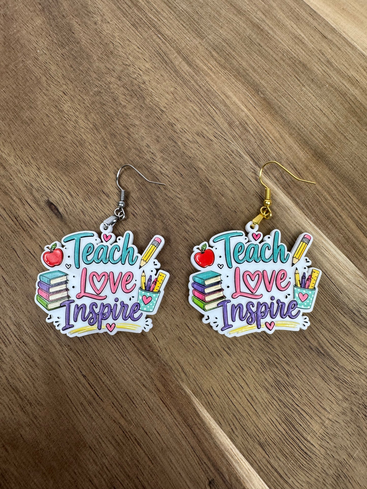 Teach Love Inspire Acrylic Teacher Earrings