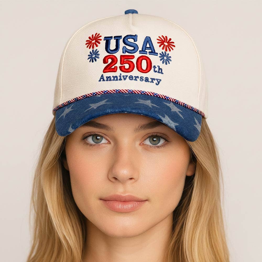 USA 250th Anniversary Embroidered Baseball Cap