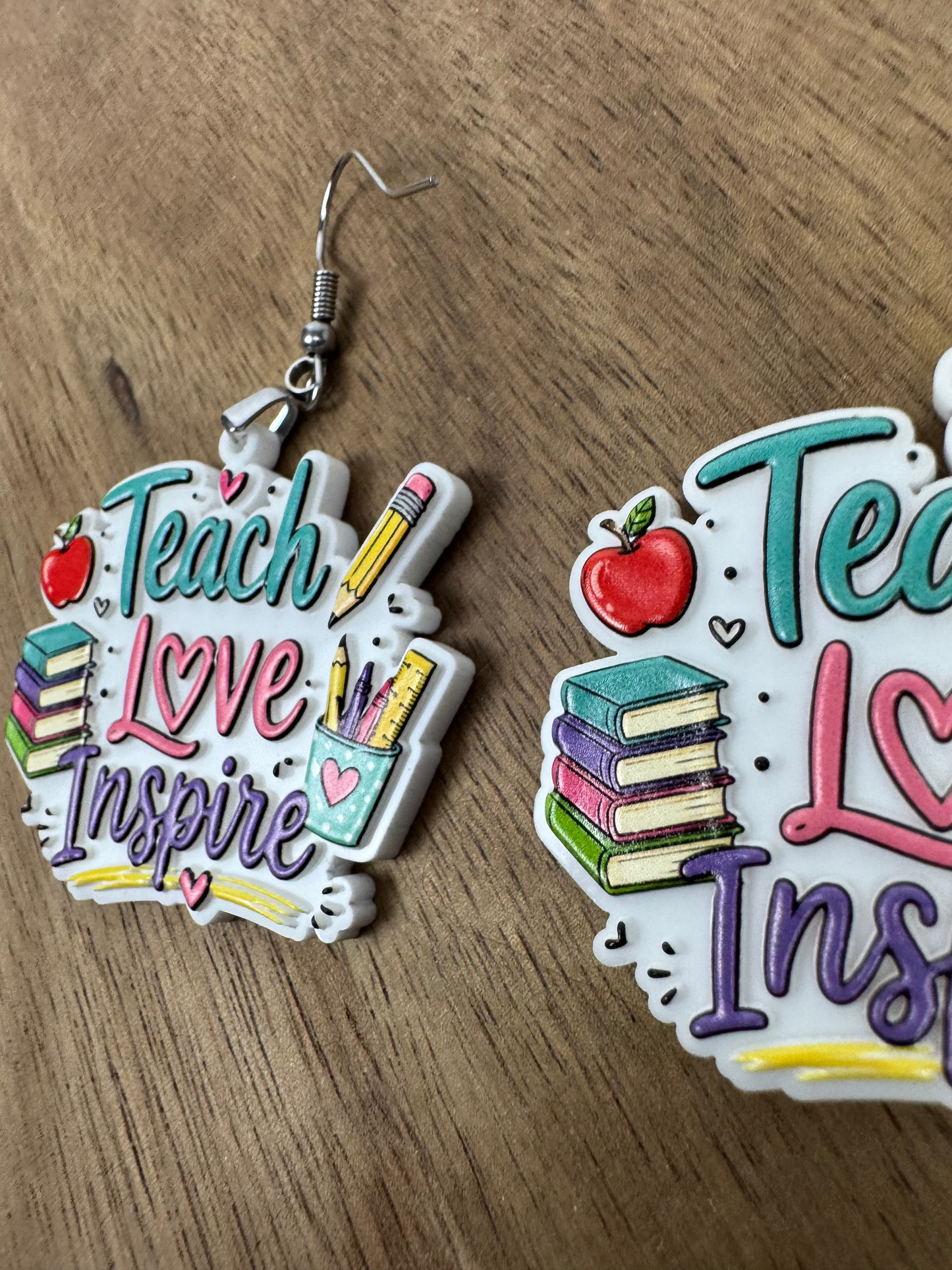 Teach Love Inspire Acrylic Teacher Earrings