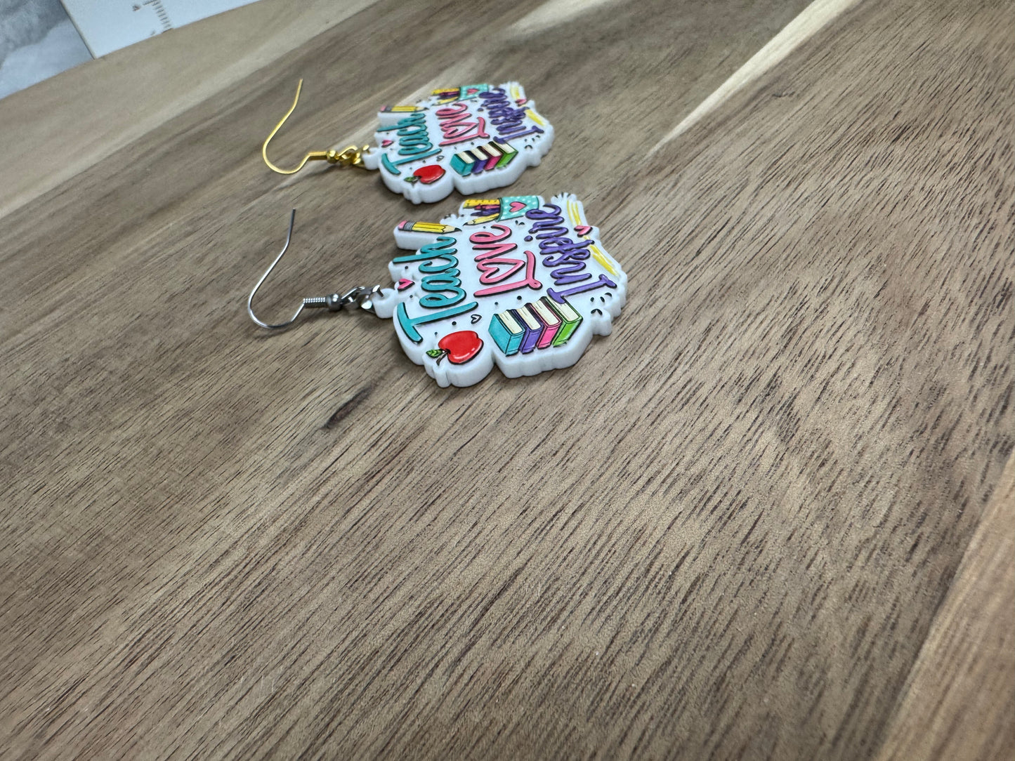 Teach Love Inspire Acrylic Teacher Earrings
