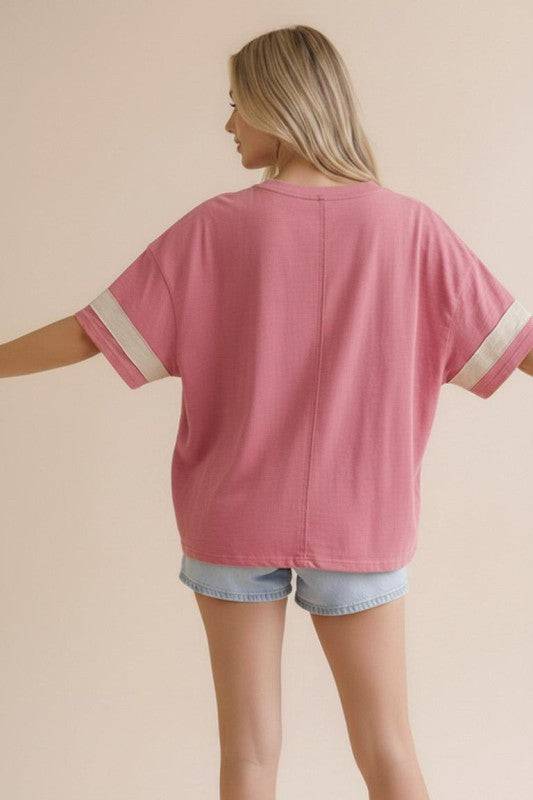 Patriotic Star Patchwork Knit Top for Casual Looks
