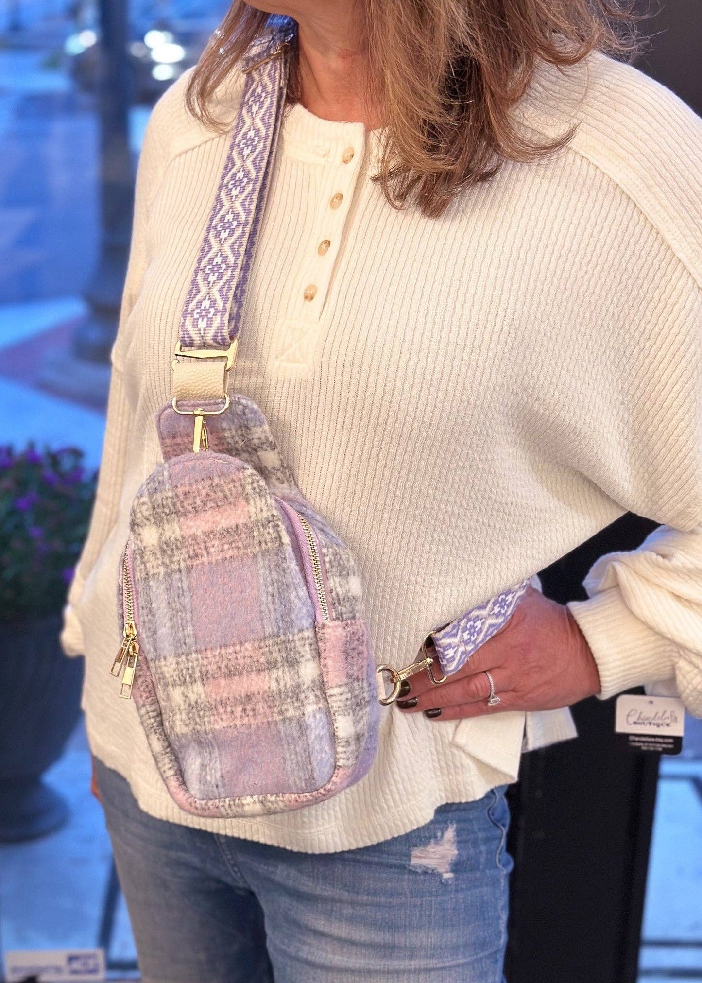 Plaid Flannel Sling Bag