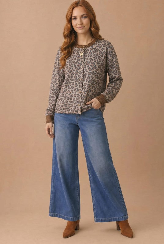 Leopard Print Button Cardigan