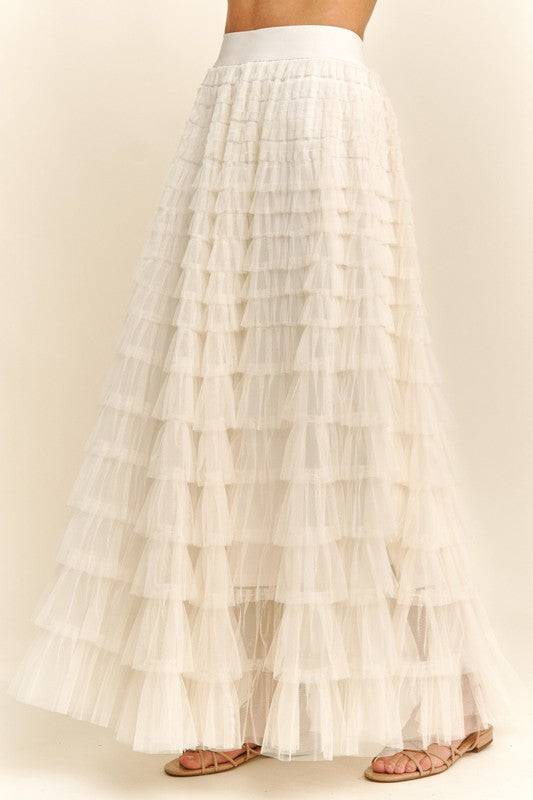 Cascading Tulle Mesh Tiered Max Skirt