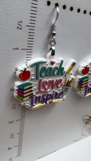 Teach Love Inspire Acrylic Teacher Earrings
