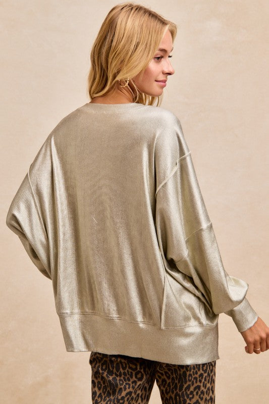 Holly Jolly Sequin Patch Metallic Top
