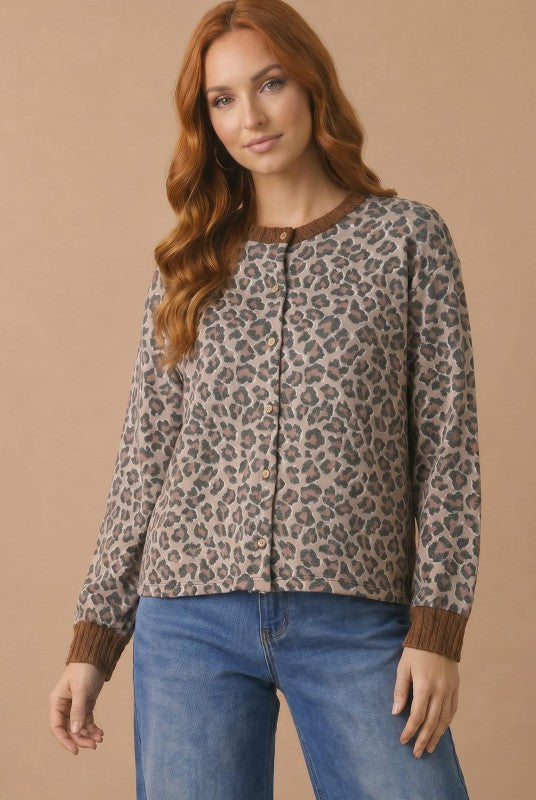 Leopard Print Button Cardigan