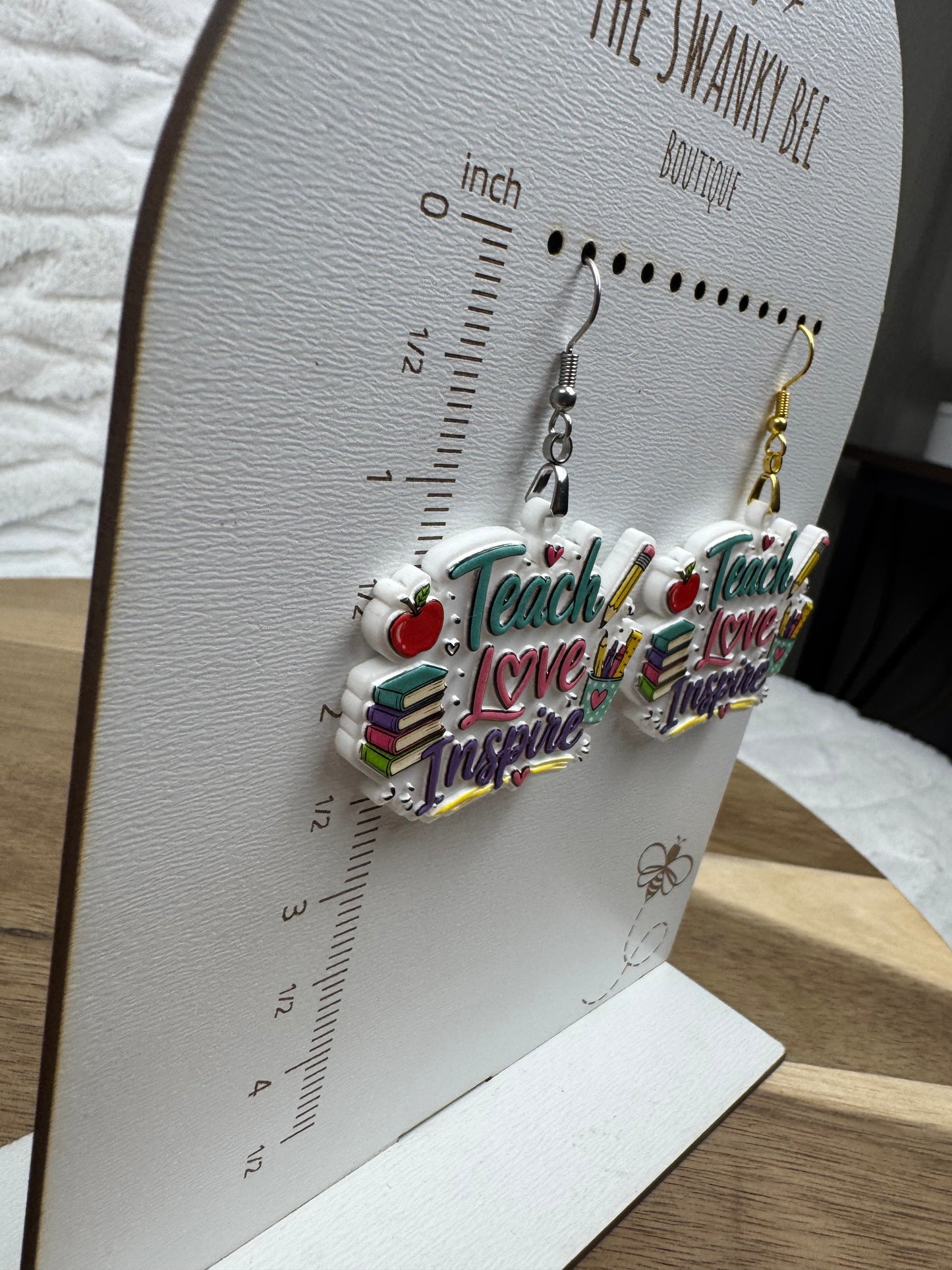 Teach Love Inspire Acrylic Teacher Earrings